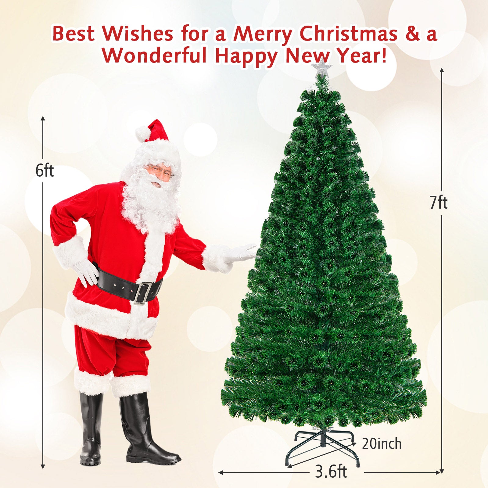 5'/6'7' LED Fiber Optic Artificial Christmas Tree w/ Top Star-7'