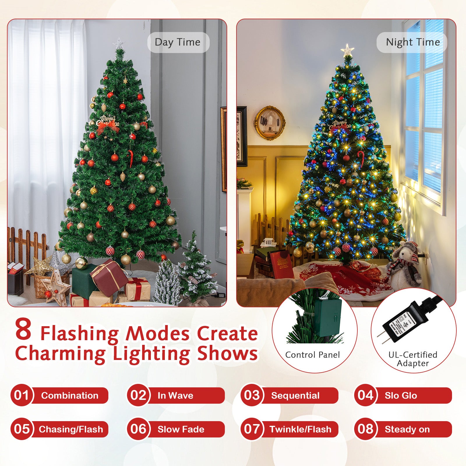 5'/6'7' LED Fiber Optic Artificial Christmas Tree w/ Top Star-7'