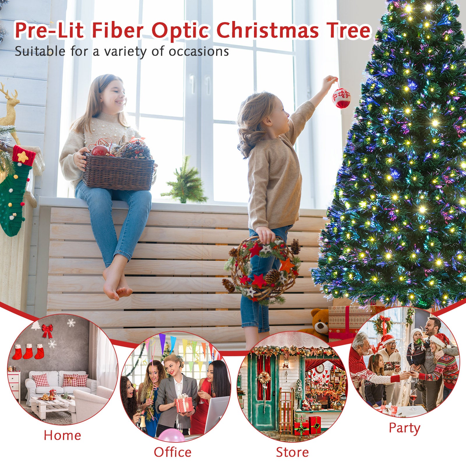 5'/6'7' LED Fiber Optic Artificial Christmas Tree w/ Top Star-7'