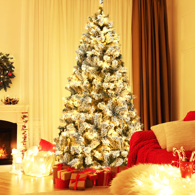 Pre-Lit Premium Snow Flocked Hinged Artificial Christmas Tree-6 ftÂ 