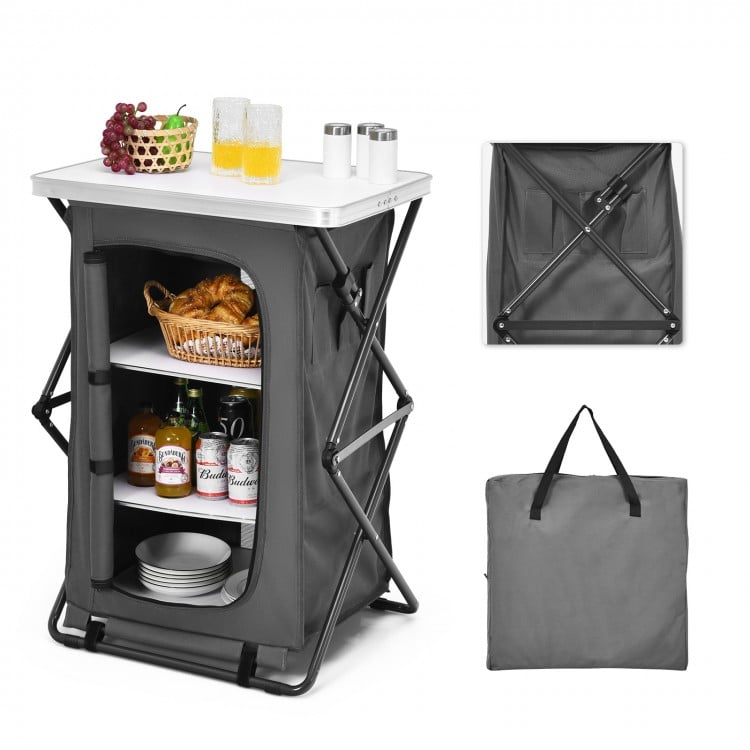 Folding Pop-Up Cupboard Compact Camping Storage Cabinet with Bag-M