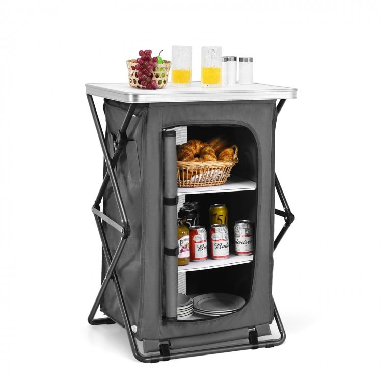 Folding Pop-Up Cupboard Compact Camping Storage Cabinet with Bag-M