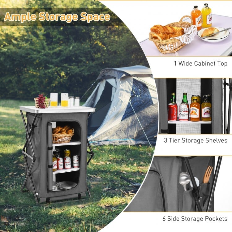 Folding Pop-Up Cupboard Compact Camping Storage Cabinet with Bag-M