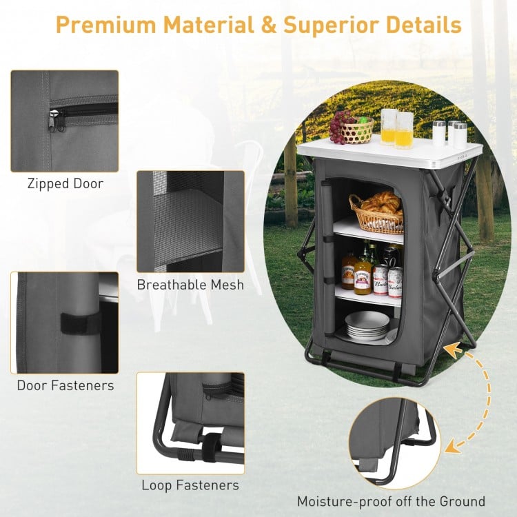 Folding Pop-Up Cupboard Compact Camping Storage Cabinet with Bag-M