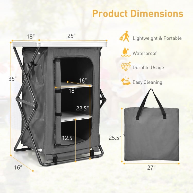 Folding Pop-Up Cupboard Compact Camping Storage Cabinet with Bag-M