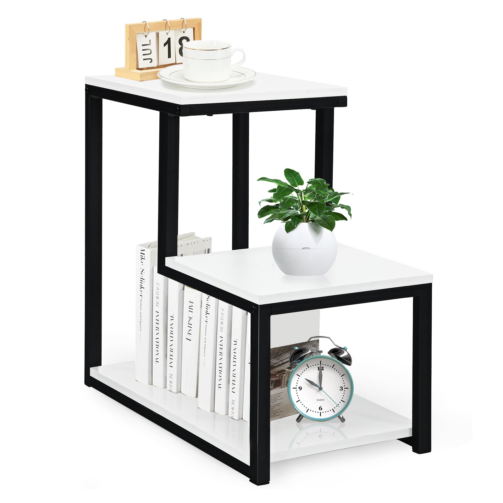 3-Tier Sofa Side Table Night Stand-White