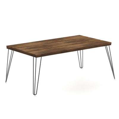 43.5 Inch Wooden Rectangular Coffee Table with Metal LegsÂ 