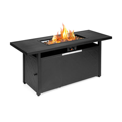 57 Inch 50000 Btu Rectangular Propane Outdoor Fire Pit Table-Black 