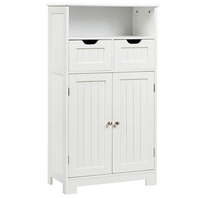 Bathroom Wooden Side Cabinet  with 2 Drawers and 2 Doors-WhiteÂ 