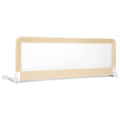 59 Inch Extra Long Folding Breathable Baby Children Toddlers Bed Rail Guard with Safety Strap-Beige 