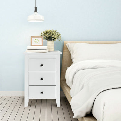 Nightstand End Beside Table Drawers Modern Storage Bedroom Furniture-White 
