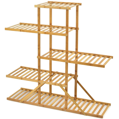 5-tier 10 Potted Bamboo Plant Stand-Natural 