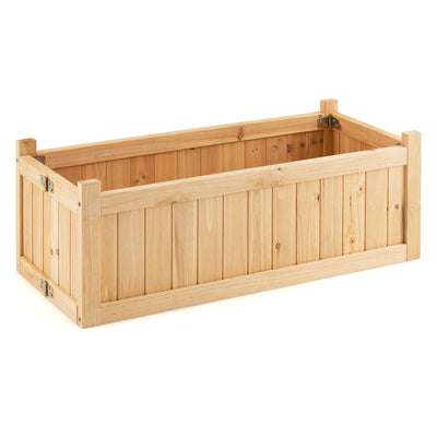 Folding Wooden Raised Garden Bed with Removable Bottom for Herbs Fruits FlowersÂ 