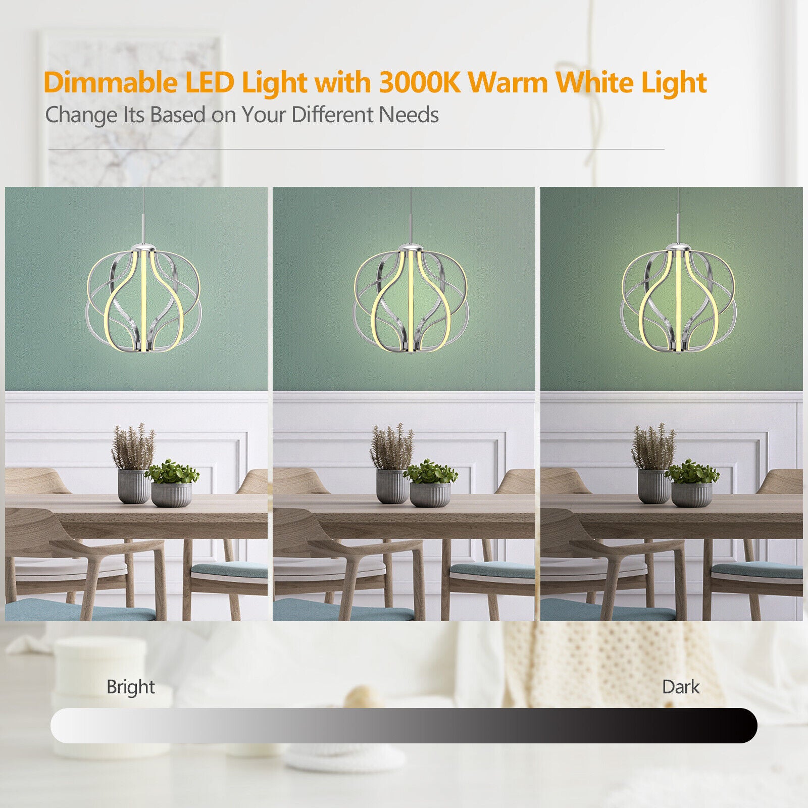 Modern Dimmable Warm White LED Chandelier 