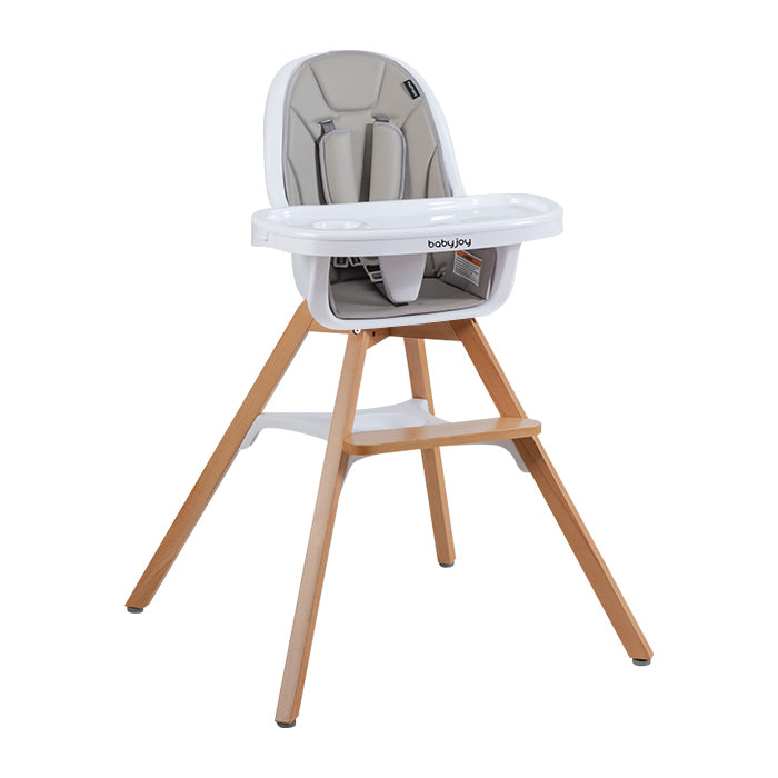 3-in-1 Convertible Wooden Baby High Chair-Gray 