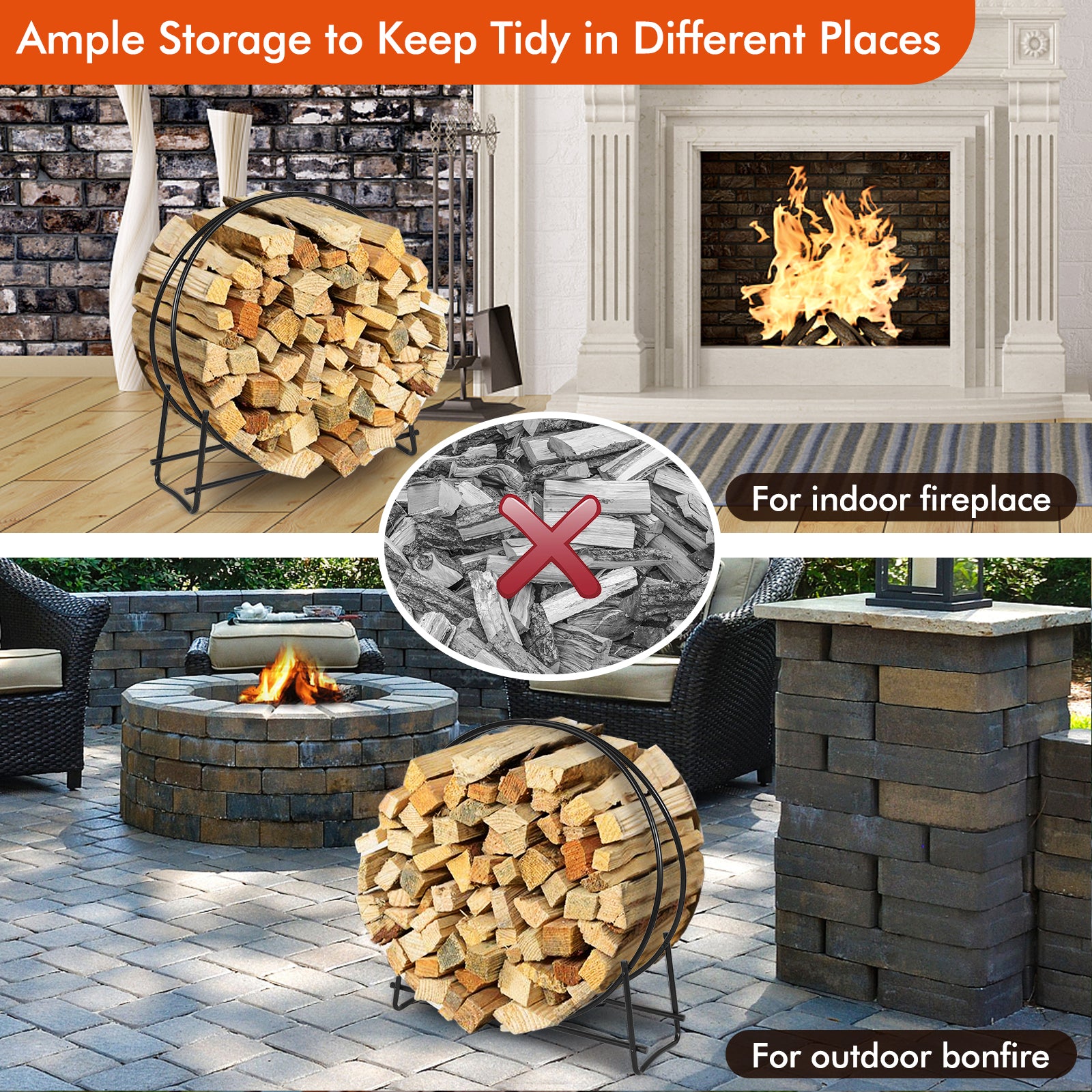 40-inch Tubular Steel Firewood Storage RackÂ 