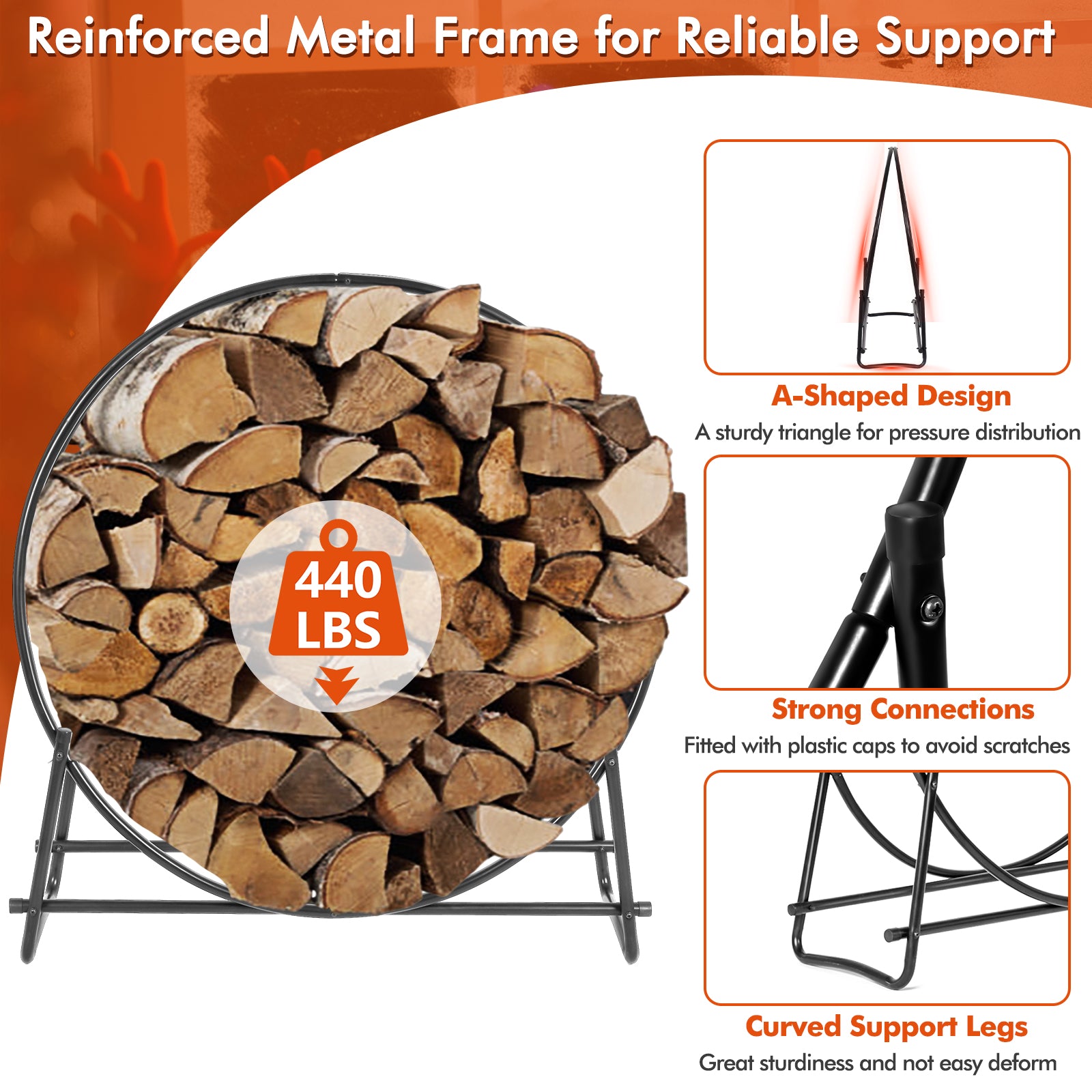 40-inch Tubular Steel Firewood Storage RackÂ 