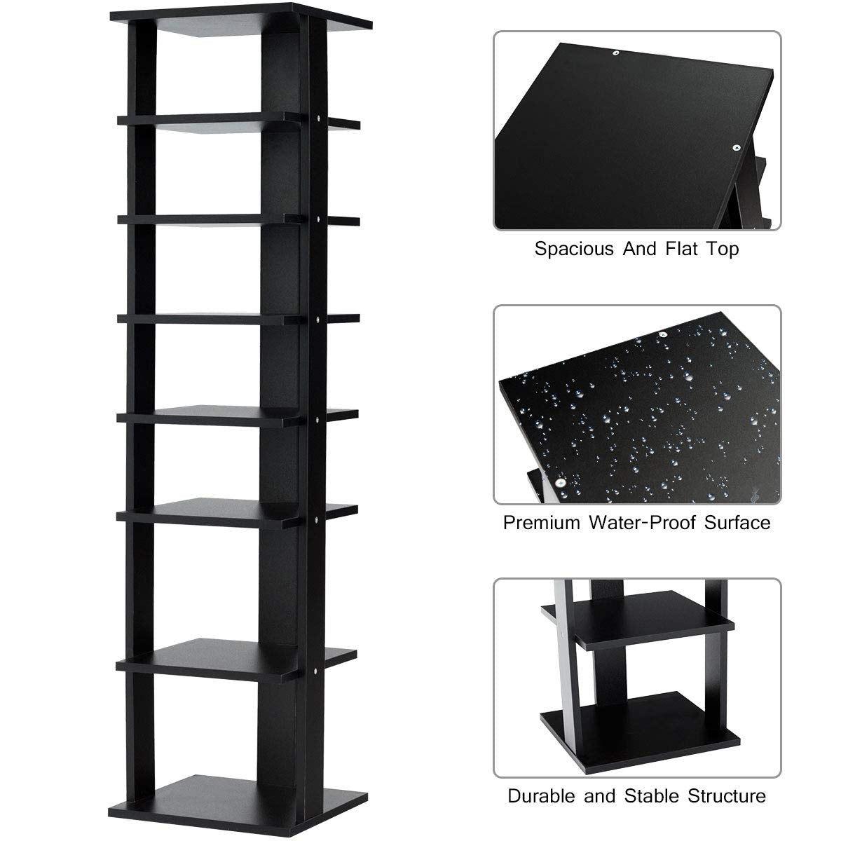 7-Tier Shoe Rack Practical Free Standing Shelves Storage Shelves-Black