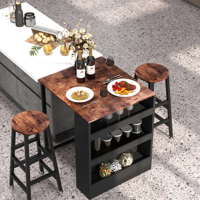 3 Pieces Bar Table Set with Storage 