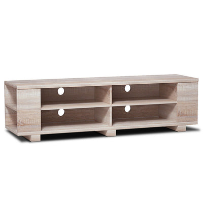 59 Inch Console Storage Entertainment Media Wood TV Stand-OakÂ 