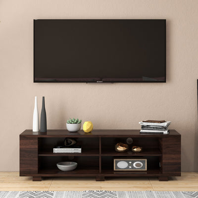59 Inch Console Storage Entertainment Media Wood TV Stand-WalnutÂ 