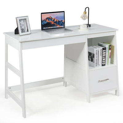 47.5 Inch Modern Home Computer Desk with 2 Storage Drawers-WhiteÂ 