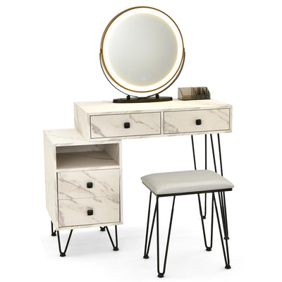 Modern Dressing Table with Storage Cabinet-White 