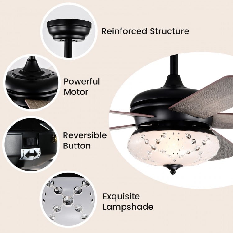 52 Inches Ceiling Fan with Remote Control-Oak