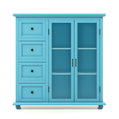 Buffet Sideboard Table Kitchen Storage Cabinet with Drawers and Doors-BlueÂ 