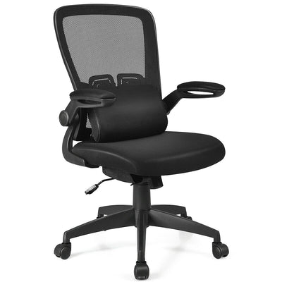 Ergonomic Desk Chair with Lumbar Support and Flip up Armrest-BlackÂ 
