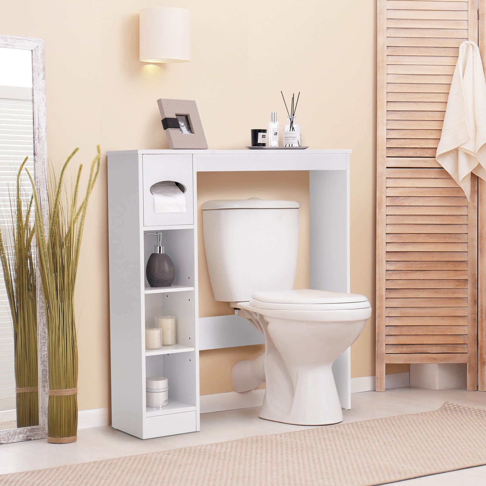 Wooden Toilet Storage Cabinet Bathroom