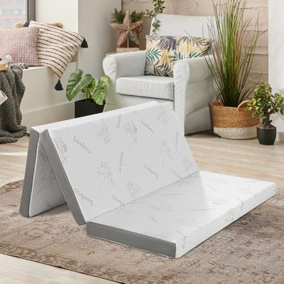 4 Inch Tri-fold Cool Gel Memory Foam Mattress-Queen Size 