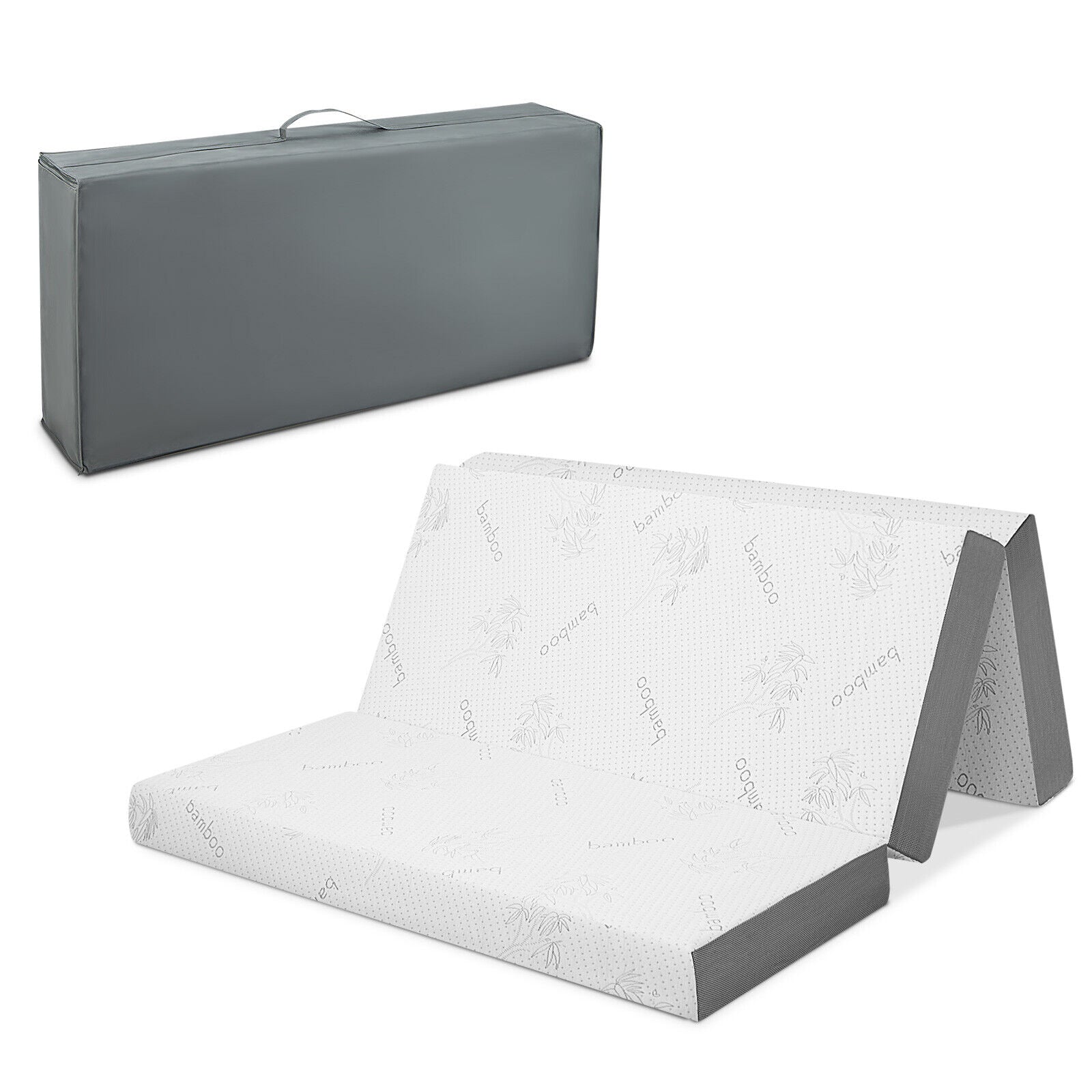 4 Inch Tri-fold Cool Gel Memory Foam Mattress-Queen Size 