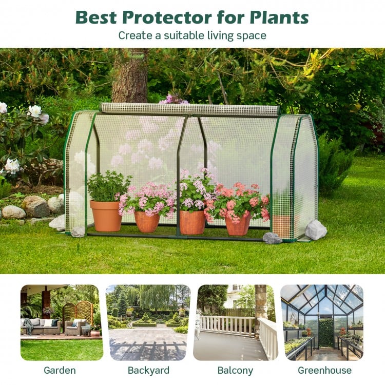 47.5 x 21.5 x 24 Inch Mini Greenhouse with Roll-up Zipper Door