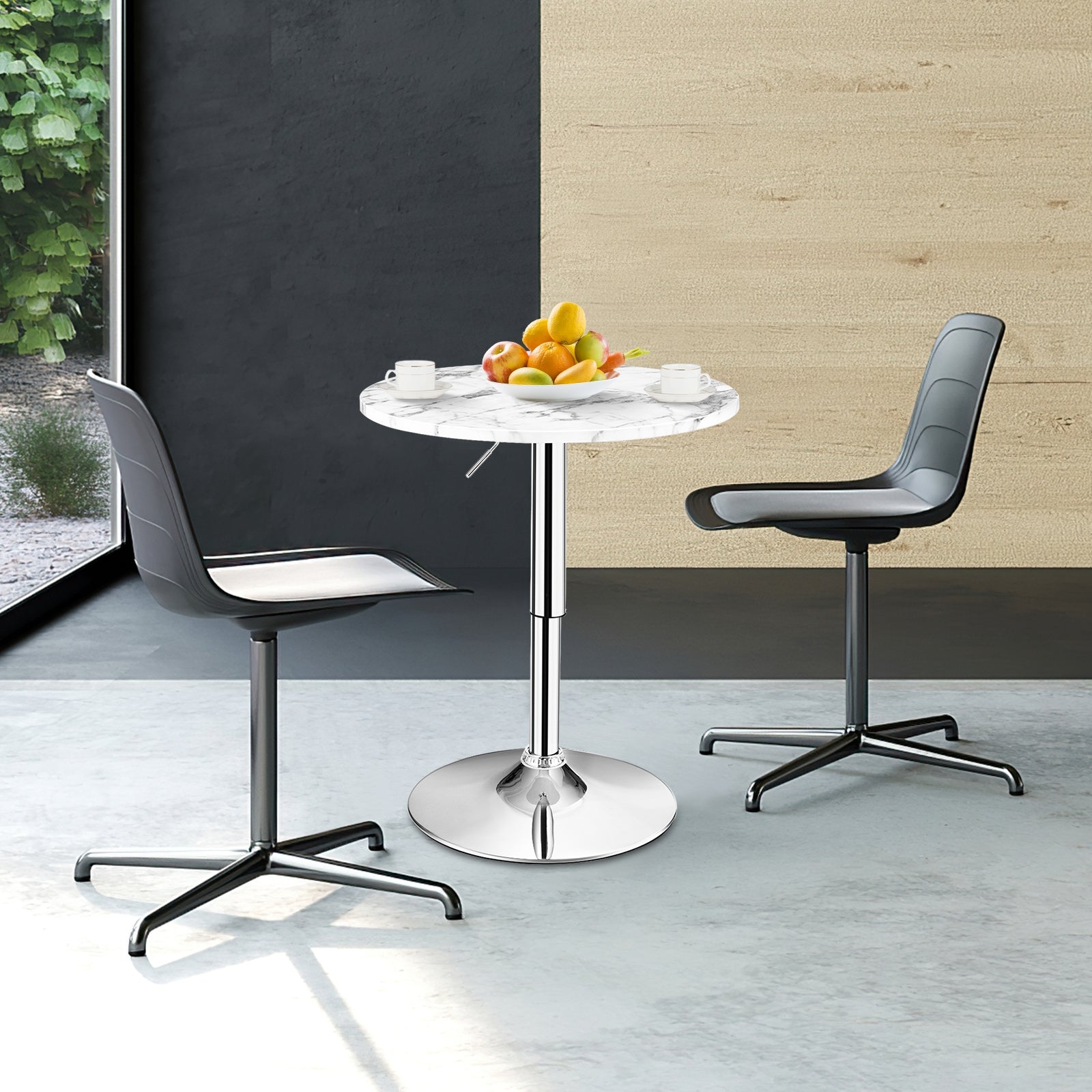 Round Height Adjustable Bistro Bar Table White