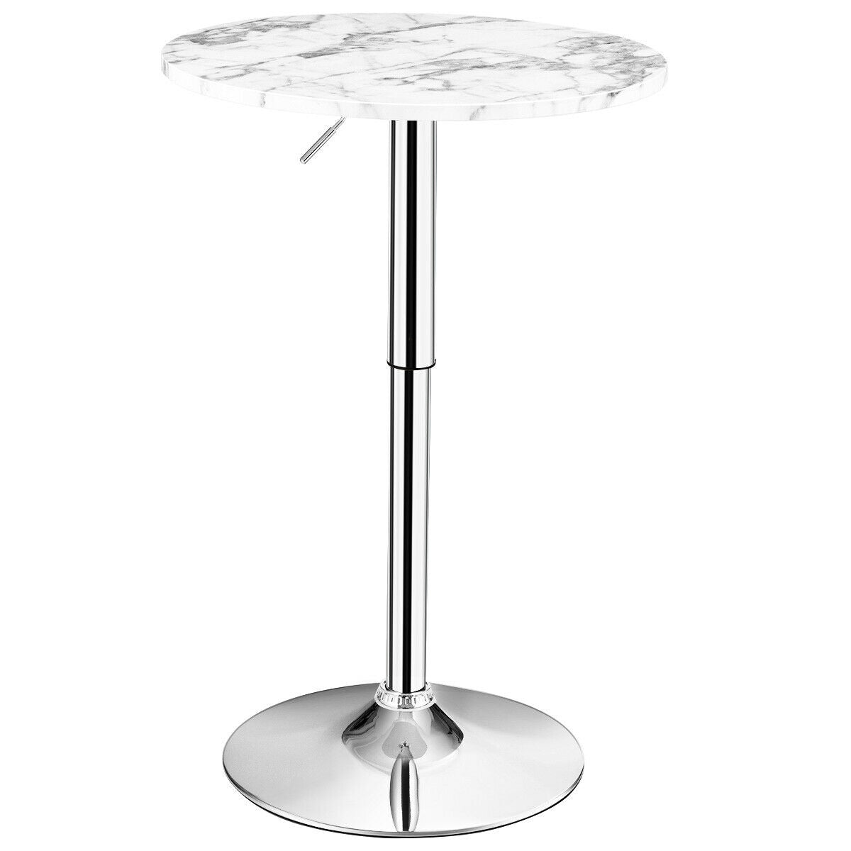 Round Height Adjustable Bistro Bar Table White 