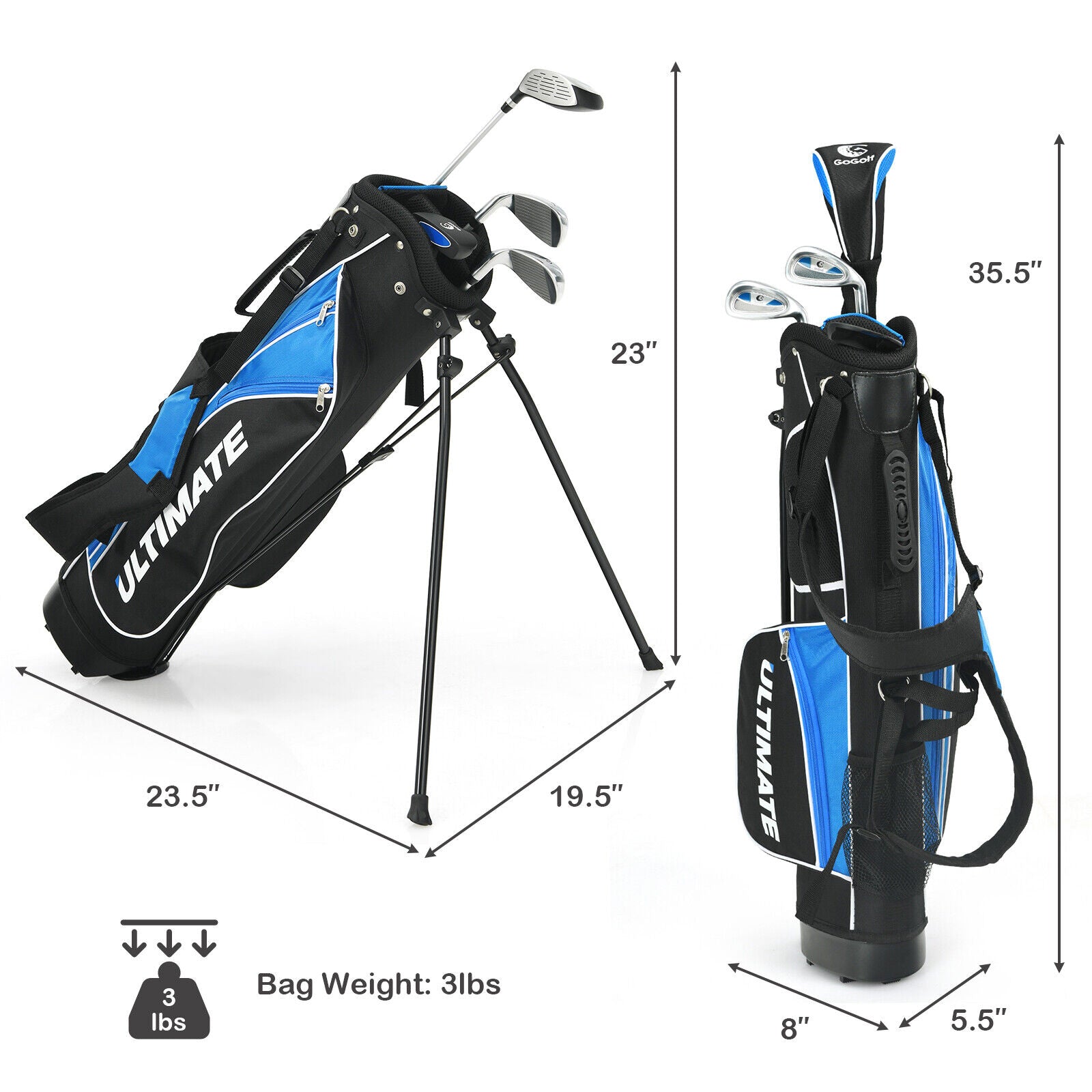 Junior Complete Golf Club Set for Age 8 to 10-Blue