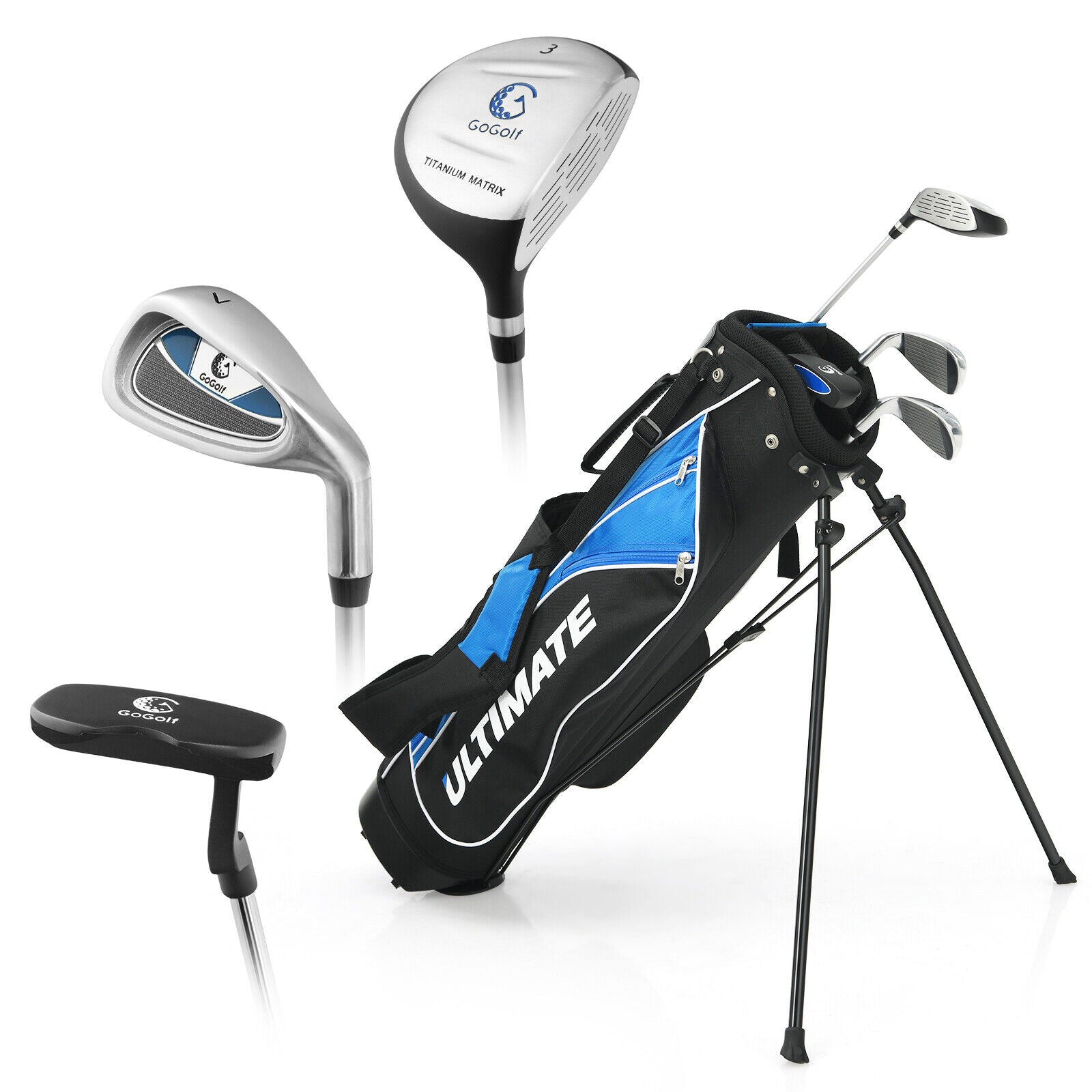 Junior Complete Golf Club Set for Age 8 to 10-Blue