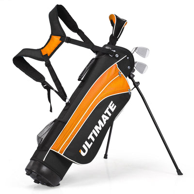 Set of 5 Ultimate 31 Inch Portable Junior Complete Golf Club Set for Kids Age 8+ -OrangeÂ 