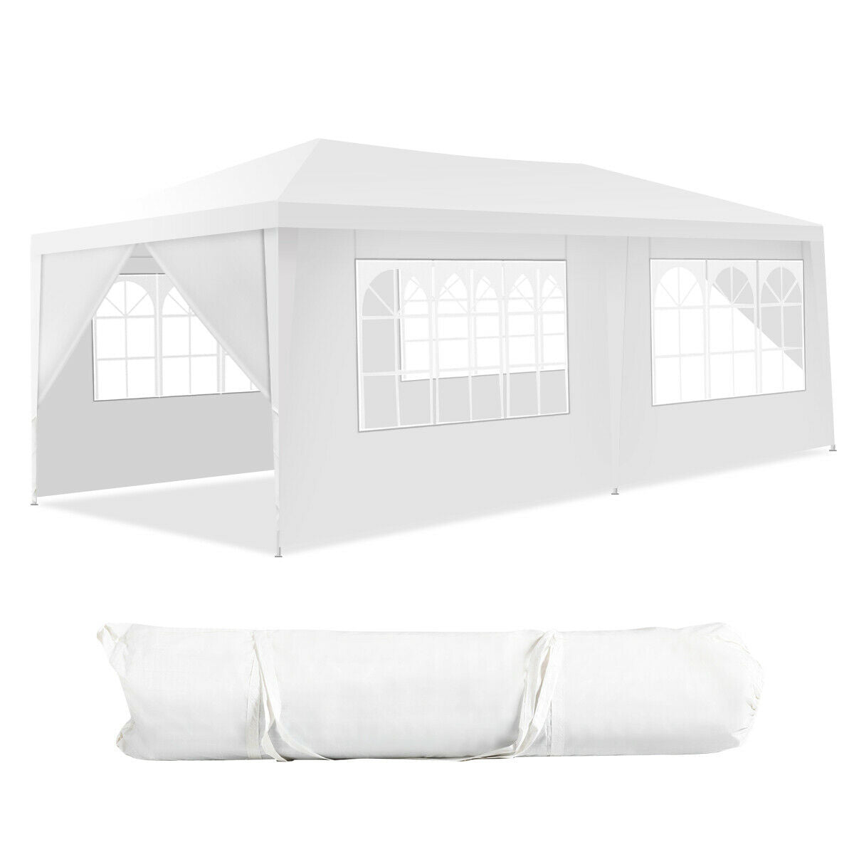 10 x 20 Feet 6 Sidewalls Canopy Tent with Carry Bag-White