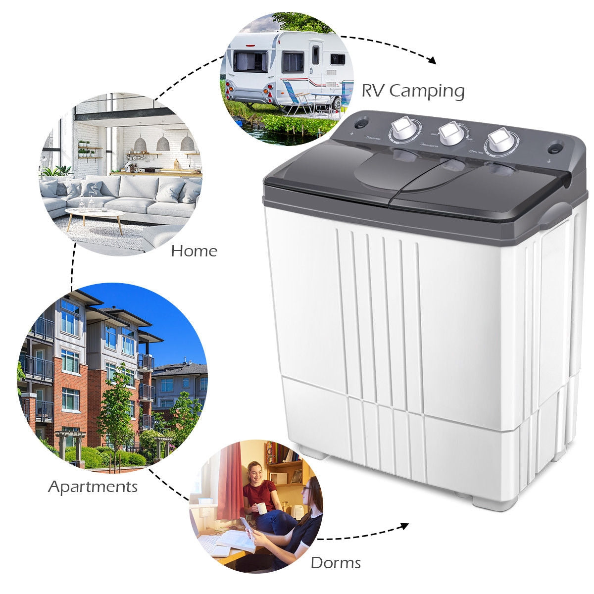 20 lbs Portable Semi-Automatic Twin-tub Washing Machine 