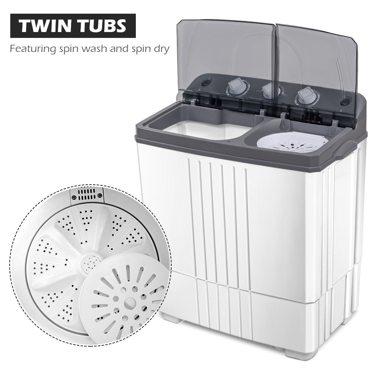 20 lbs Portable Semi-Automatic Twin-tub Washing Machine 