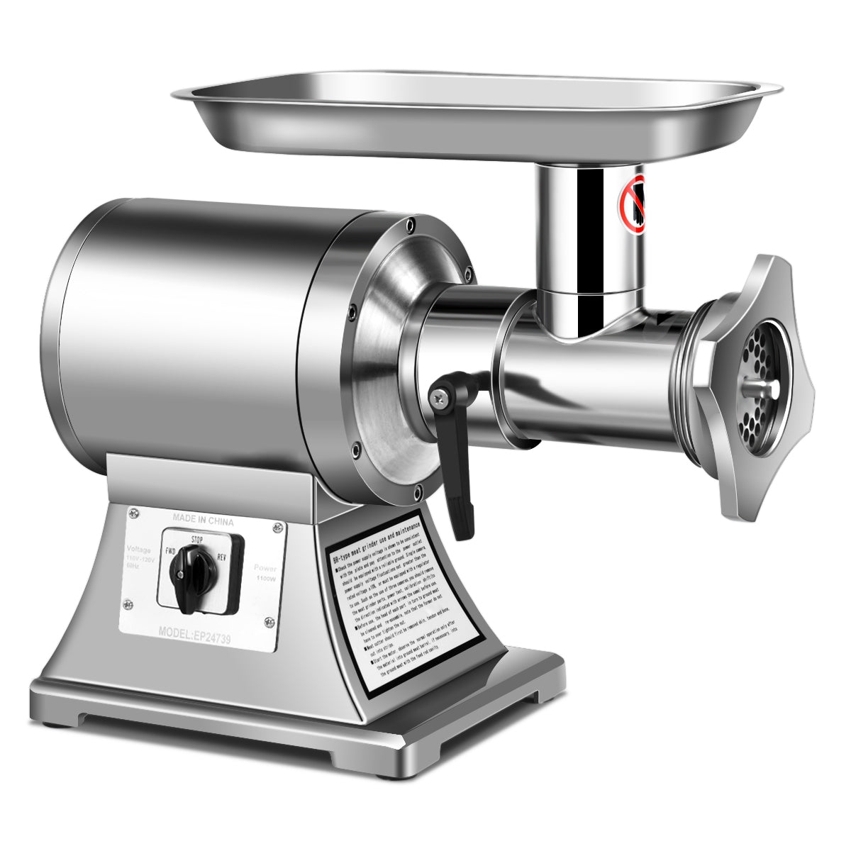 Heavy Duty 1.5HP 1100W 550LB/h Commercial Grade Meat Grinder