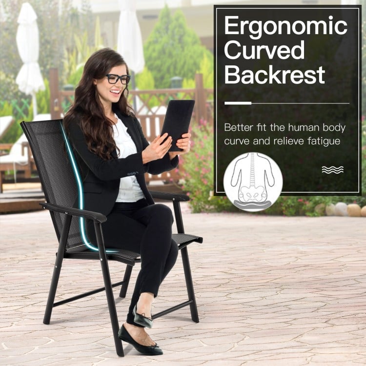 4-Pack Patio Folding Chairs Portable for Outdoor Camping-Gray