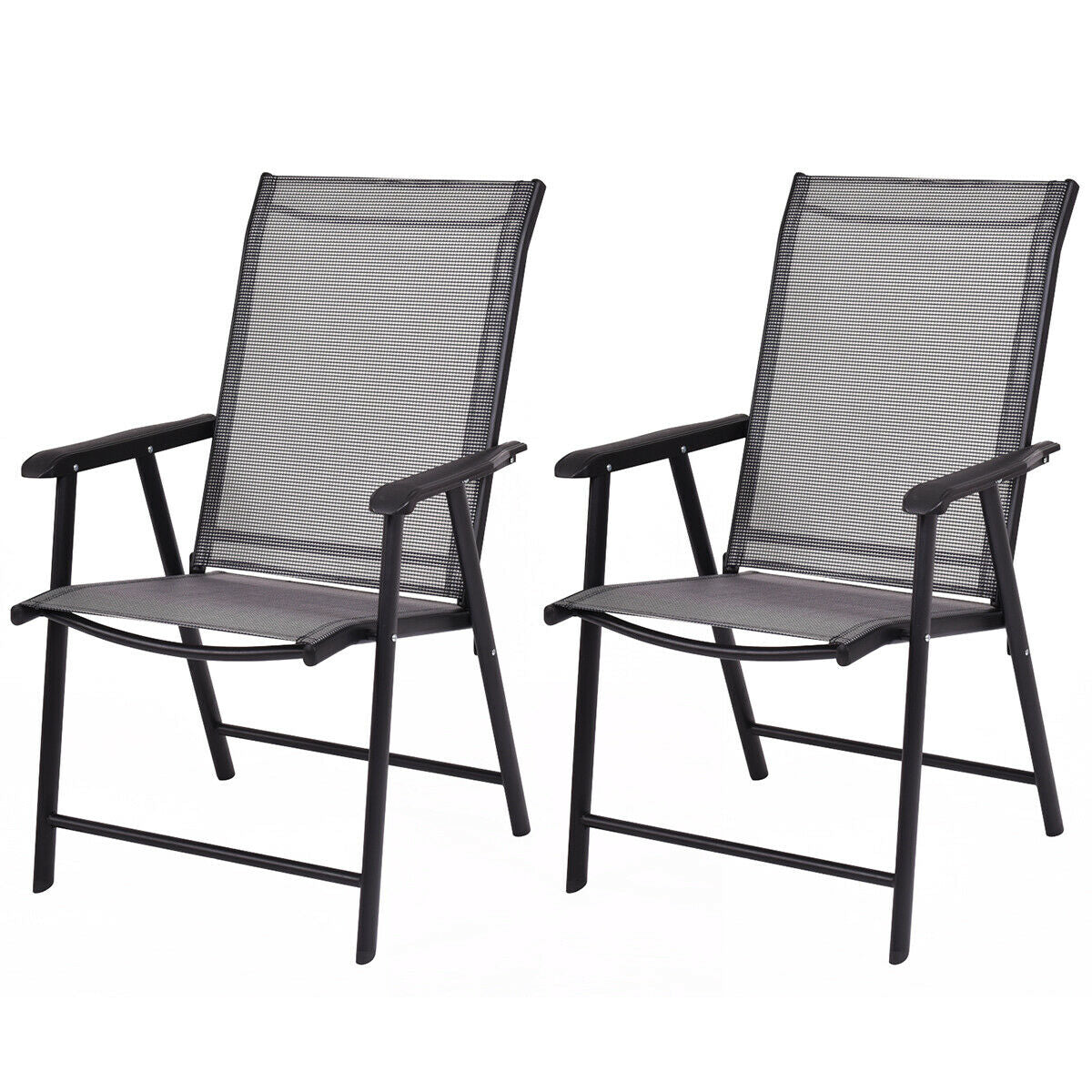 Set of 2 Outdoor Patio Folding Chairs-Gray