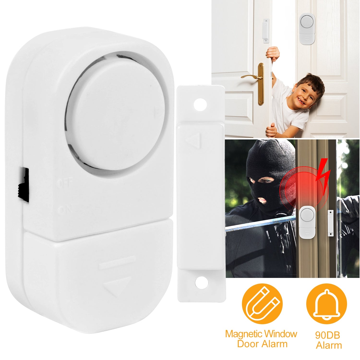 Wireless Window Door Magnet Alarms Magnetic Sensor Security Burglar Alarm For Kid Safety w/ Batteries