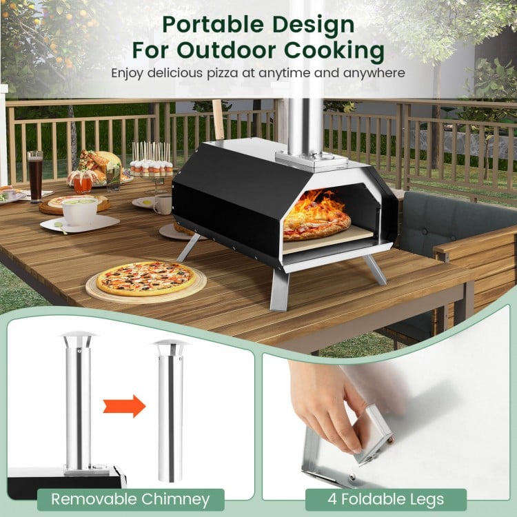 Outdoor Pizza Oven with Pizza Stone and Foldable Legs for Camping