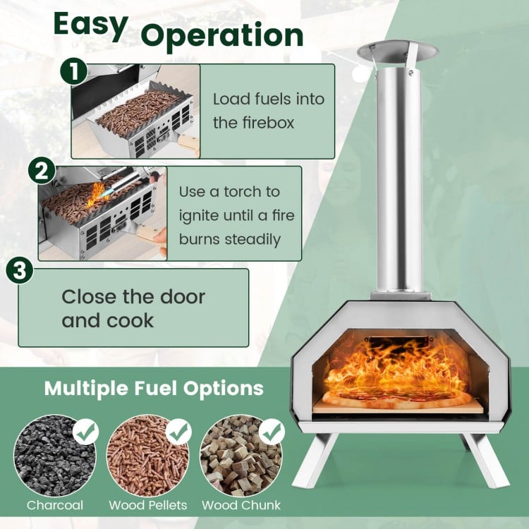 Outdoor Pizza Oven with Pizza Stone and Foldable Legs for Camping
