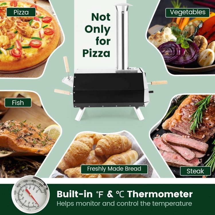 Outdoor Pizza Oven with Pizza Stone and Foldable Legs for Camping