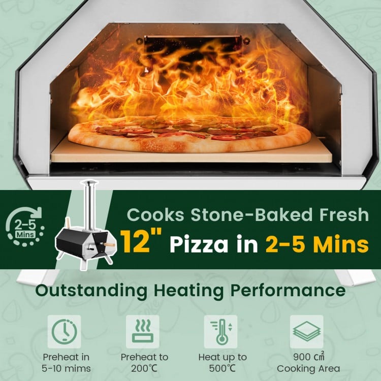 Outdoor Pizza Oven with Pizza Stone and Foldable Legs for Camping